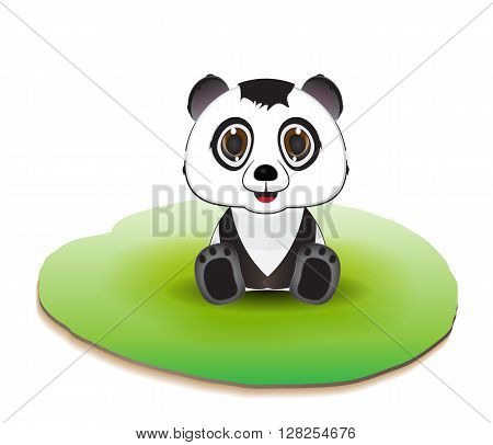 panda character illustration sitting on green field