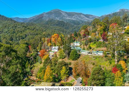 Bogong Village Autumn view, Alpine National Park Victoria