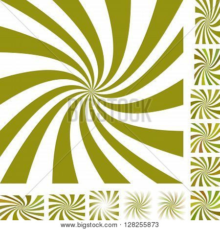 Olive and white vector spiral design background set. Different color, gradient, screen, paper size versions.