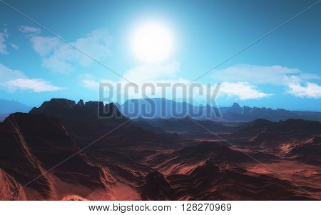 3D render of a surreal planetary landscape