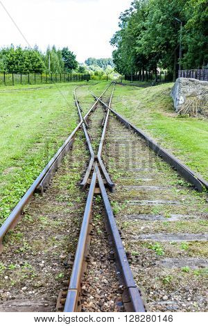 the crossing of normal and narrow gauge, Elk, Warmian-Masurian Voivodeship, Poland