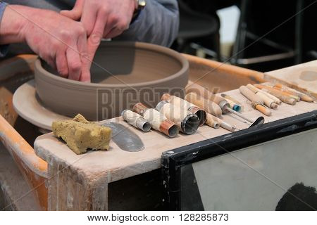 The Tools and Wheel of a Traditional Clay Potter.