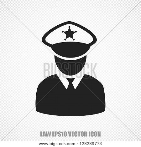The universal vector icon on the law theme: Black Police. Modern flat design. For mobile and web design. EPS 10.