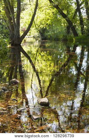 Gevora River crossing La Codosera Town close to Portugal Border Badajoz Spain