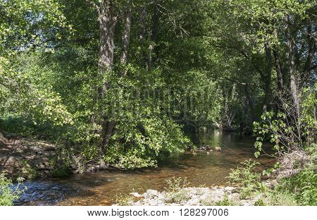 Gevora River crossing La Codosera Town close to Portugal Border Badajoz Spain