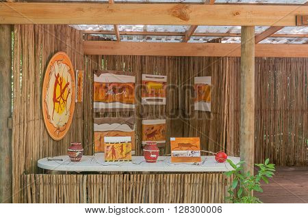 GARDEN OF EDEN SOUTH AFRICA - MARCH 3 2016: A commercial area at the Garden Of Eden where local artists sell their artworks