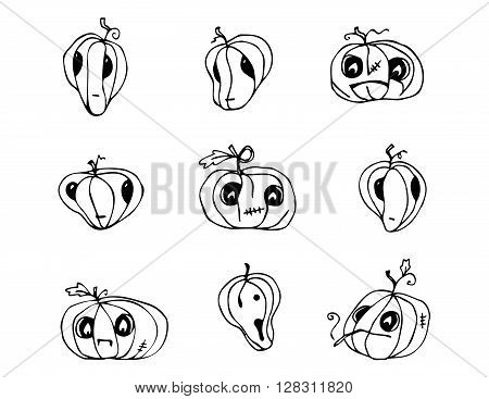 Halloween Pumpkins vector pack. Collection of cartoon vector graphic elements with Halloween motives.