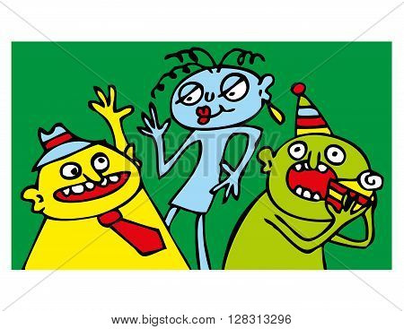 Party funny people. Collection of cartoon vector graphics with party motives.