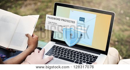 Password Protected Firewall Digital Internet Web Concept