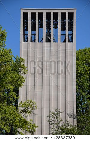 WASHINGTON, DC - APR 16: Robert Taft Memorial in Washington DC, as seen on April 16, 2016. It is a carillon dedicated as a memorial to US Senator Robert Taft, son of President William Howard Taft.