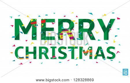 Vector happy Merry Christmas stock lettering illustration.