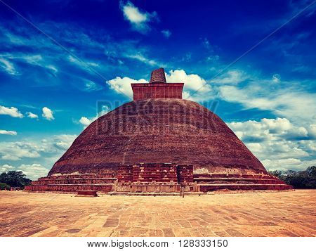 Vintage retro effect filtered hipster style image of Jetavaranama dagoba Buddhist stupa in ancient city Anuradhapura, Sri Lanka
