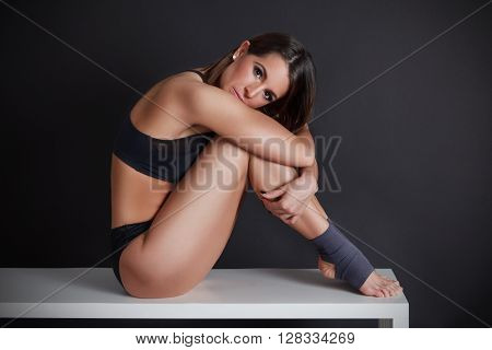 Portrait of a beautiful pretty fitness model posing