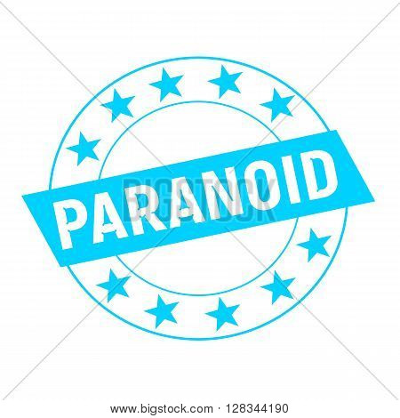 PARANOID white wording on blue Rectangle and Circle blue stars