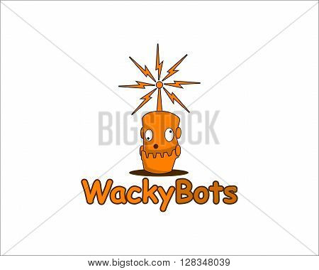 A robot head that expression as if he were crazy