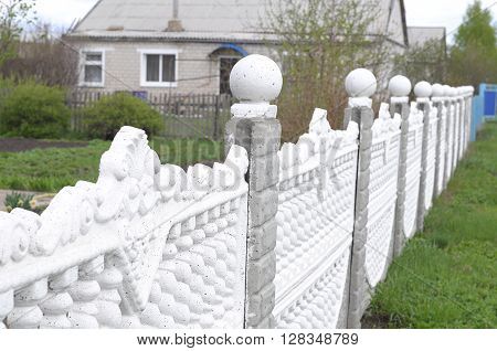Concrete Fence In Outdoor Decoration Of Cottage