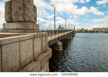 Akmens Bridge Over Daugava River In Riga, Latvia