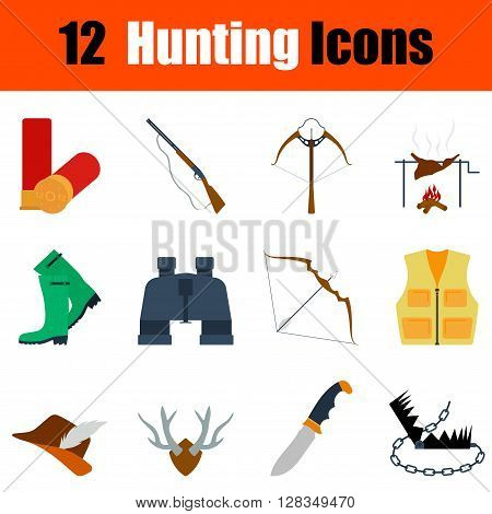 Flat Design Hunting Icon Set