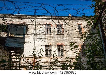 Close-up Of Barbed Wire Of Soviet Old Jail In Tallinn