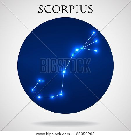 Constellation scorpius zodiac sign isolated on white background, vector illustration