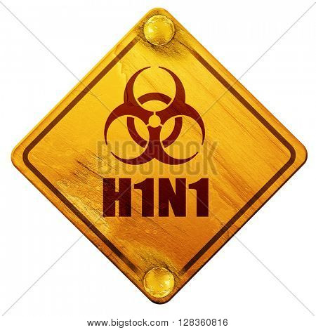 H1N1 virus concept background, 3D rendering, isolated grunge yel