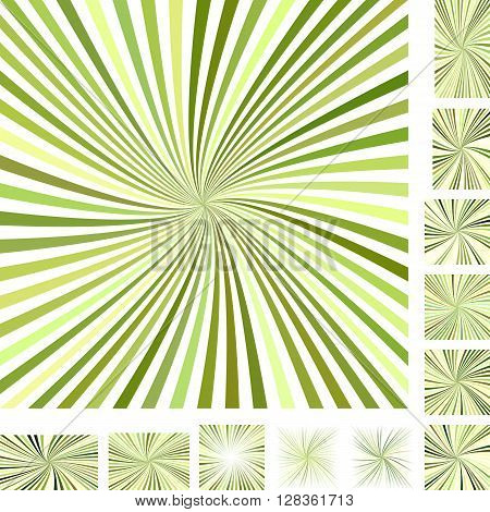 Green vector burst design background set. Different color, gradient, screen, paper size versions.