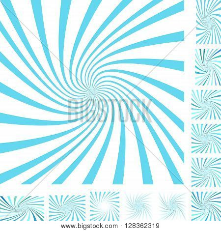 Cyan and white vector spiral design background set. Different color, gradient, screen, paper size versions.