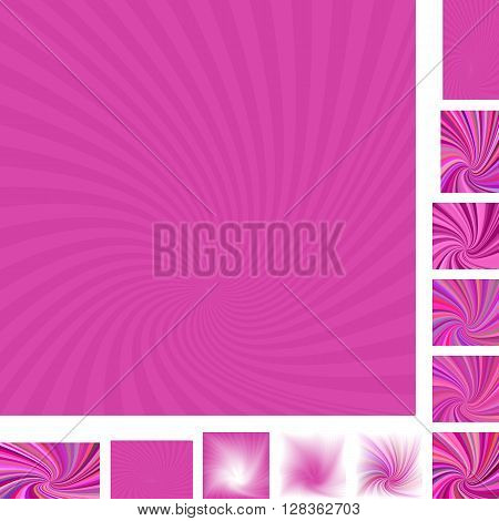 Magenta vector spiral design background set. Different color, gradient, screen, paper size versions.