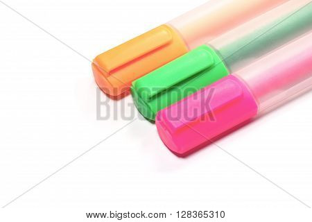 Closed up Multicolor Highlighter marker or highligh pen