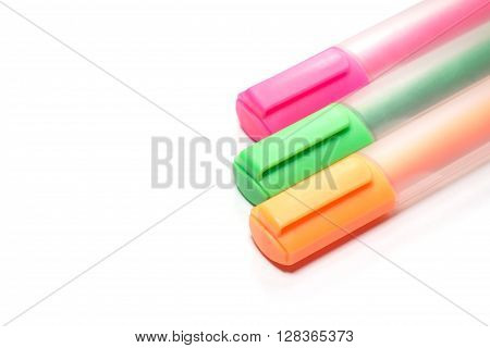 Closed up Multicolor Highlighter marker or highligh pen