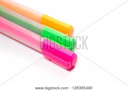 Closed up Multicolor Highlighter marker or highligh pen