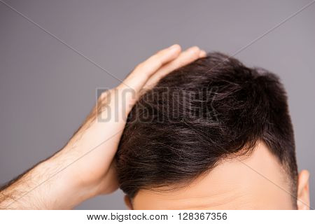 Close Up Photo Of Clean Healthy Man's Hair Without Furfur