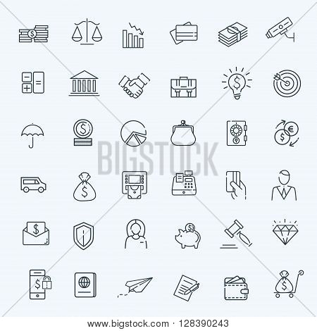 Outline vector web icon set - money, finance, payments