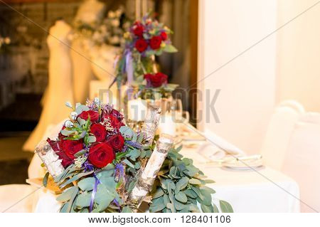 Wedding Table Set Decoration In The Restaurant