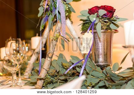 Wedding Table Set Decoration In The Restaurant
