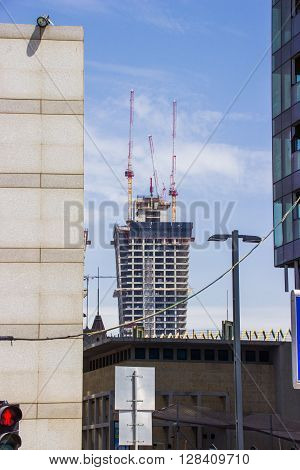 The modern metropolis. Construction of a new high-rise building.