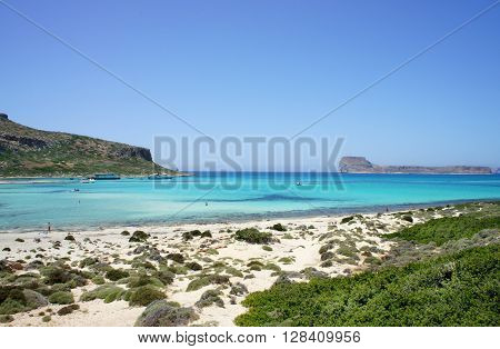 Beautiful beaches with white sand and azure water of Gramvousa Greece