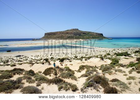 Beautiful beaches with white sand and azure water of Gramvousa Greece