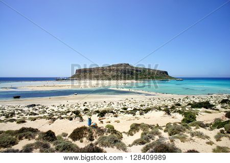 Beautiful beaches with white sand and azure water of Gramvousa Greece