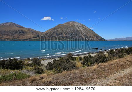 Lake Ohau and Ben Ohau Range New Zealand.