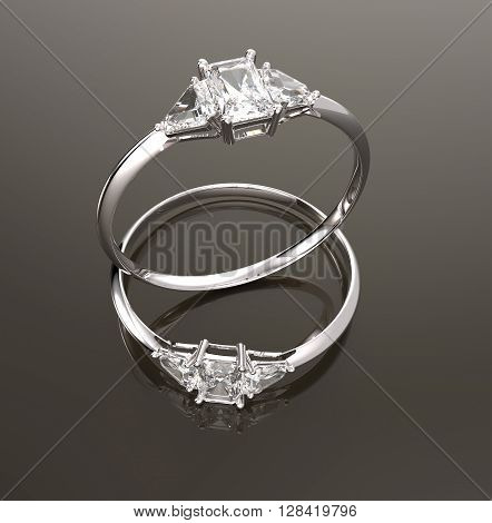 Wedding rings with diamonds.. Fashion jewelry. 3d digitally rendered illustration
