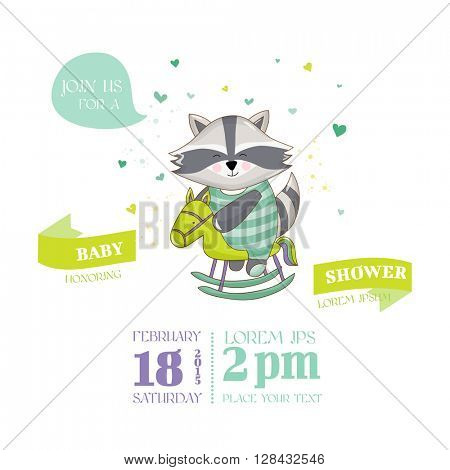Baby Shower or Arrival Card - Baby Ra??oon - in vector