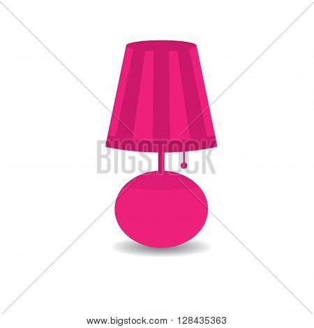 Pink table lamp. Icon table lamp.Table lamp with shadow isolated on white background.