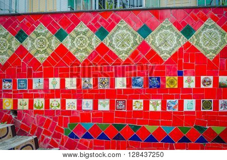 Rio De Janeiro - March 07, 2016: Escadaria Selaron. Escadaria Selaron Is A Set Of World-famous Steps