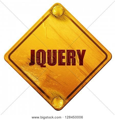 jQuery, 3D rendering, isolated grunge yellow road sign