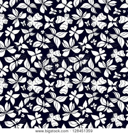 Butterfly seamless pattern butterfly black and white background butterflies vector butterfly silhouette can be used for design fabric wrapping paper walpaper EPS 8