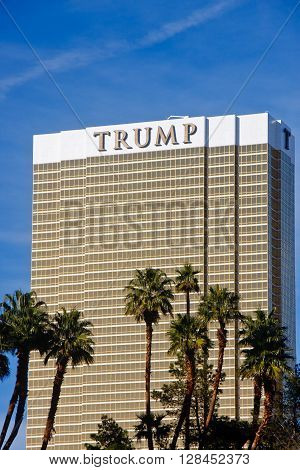 LAS VEGAS NEVADA - May 4 2016: Donald Trump Becomes the presumptive GOP nominee for the office of the President of the United States