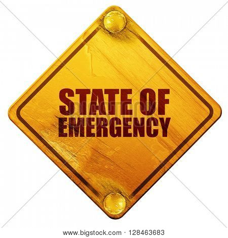 state of emergency, 3D rendering, isolated grunge yellow road si