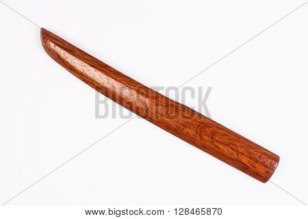 Wooden tanto the japanese weapon is on isolated white background.