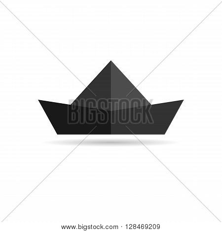 paper ship black web icon illustration for mobile apps flat design cute baby picture on white background